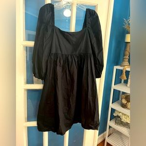 Scoop puff sleeve babydoll dress